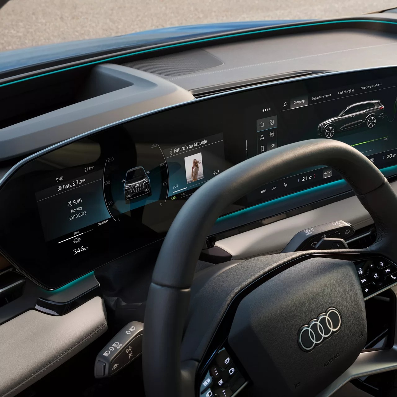 Không gian nội thất thông mình xe audi Q6 e-tron